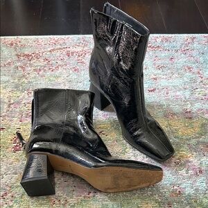 Dolce Vita Black Patent Leather Ankle Boots